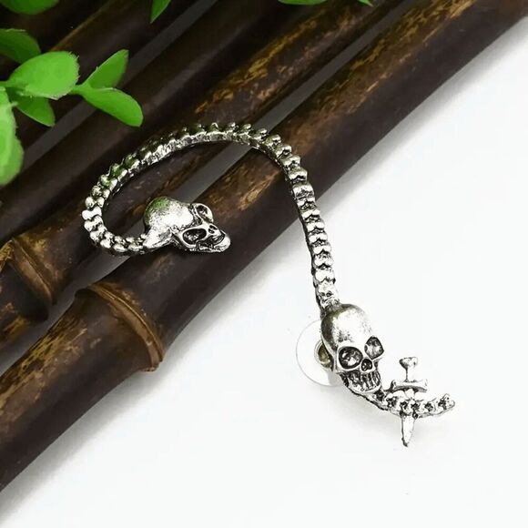 Skull Sword Ear Wrap Jacket Climber Earring - Picture 2 of 6
